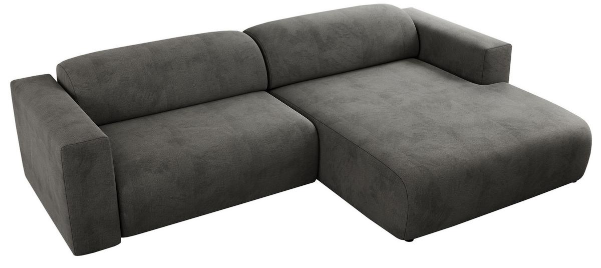 OFERTA WYCOFANA ECKSOFA PASADENA Dunkelgrau Velvet Rechts Seite - Dunkelgrau/Schwarz, Kunststoff/Textil (288/180cm) - MKS