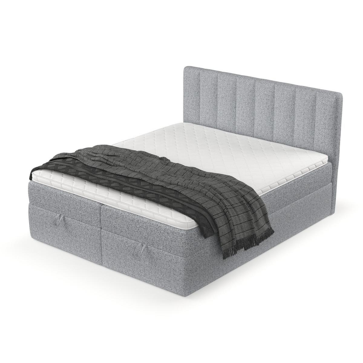BOXBETT Lusso 140/200 cm Grau im Riva Stoff - Schwarz/Grau, Holz/Holzwerkstoff (140/200cm) - AltaBeds