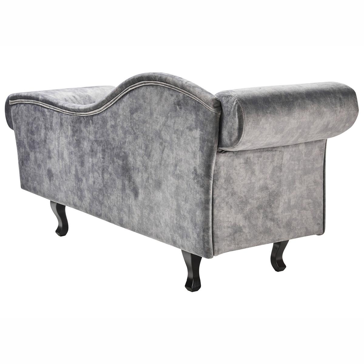 CHAISELONGUE-LINKSSEITIGE Samtstoff Grau Lattes Ii - Dunkelgrau/Braun, Textil (192/81/59cm) - Beliani
