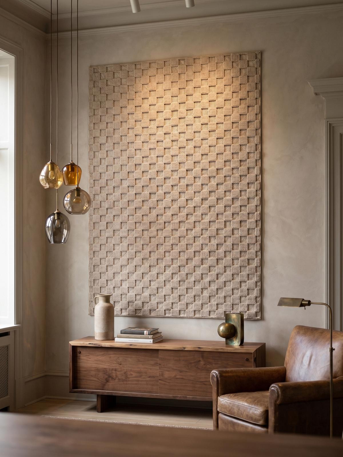 TEPPICH Flachgewebe LANGAU in Beige, mit Schachbrettmuster, 140 x 200 cm - Beige, Textil (140/200cm) - KADIMA DESIGN