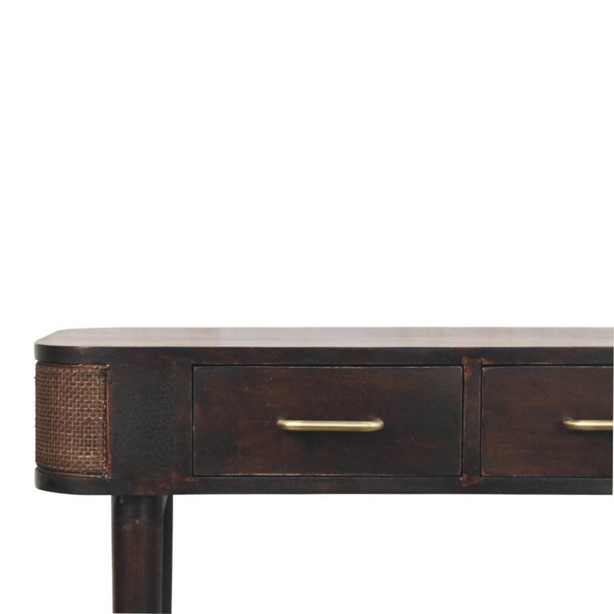 KONSOLENTISCH mit Samt-Mokka-Finish, 2 Schubladen, dunkelbraun - Dunkelbraun, Holz (35/90/80cm) - Artisan Furniture