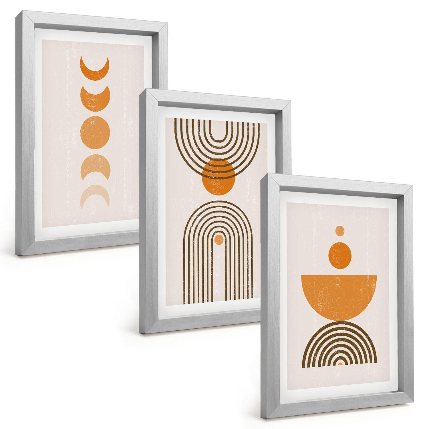 BILDER SET 3er Set - 20x30 cm Silberner Rahmen - Boho-minimalistische Dekorationen - Silberfarben, Kunststoff (20/30cm) - TULUP