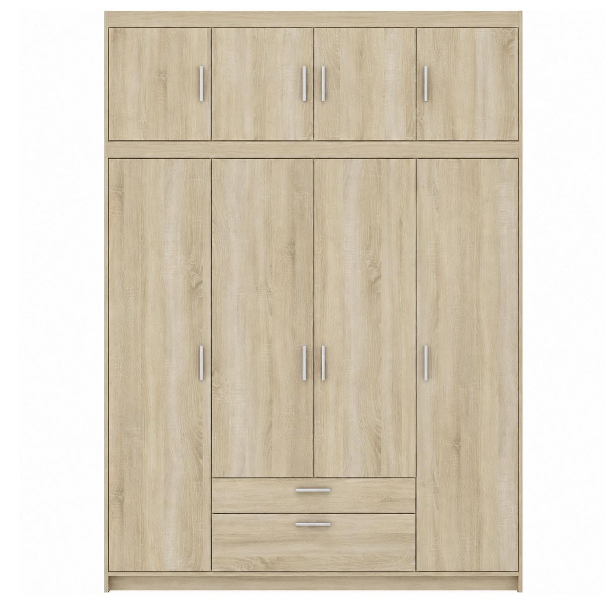 DREHTÜRENSCHRANK Elena mit 4 Türen und 2 Schubladen, mit Aufsatz Sonoma Eiche - Sonoma Eiche, Holzwerkstoff (176/245/53cm) - Beautysofa