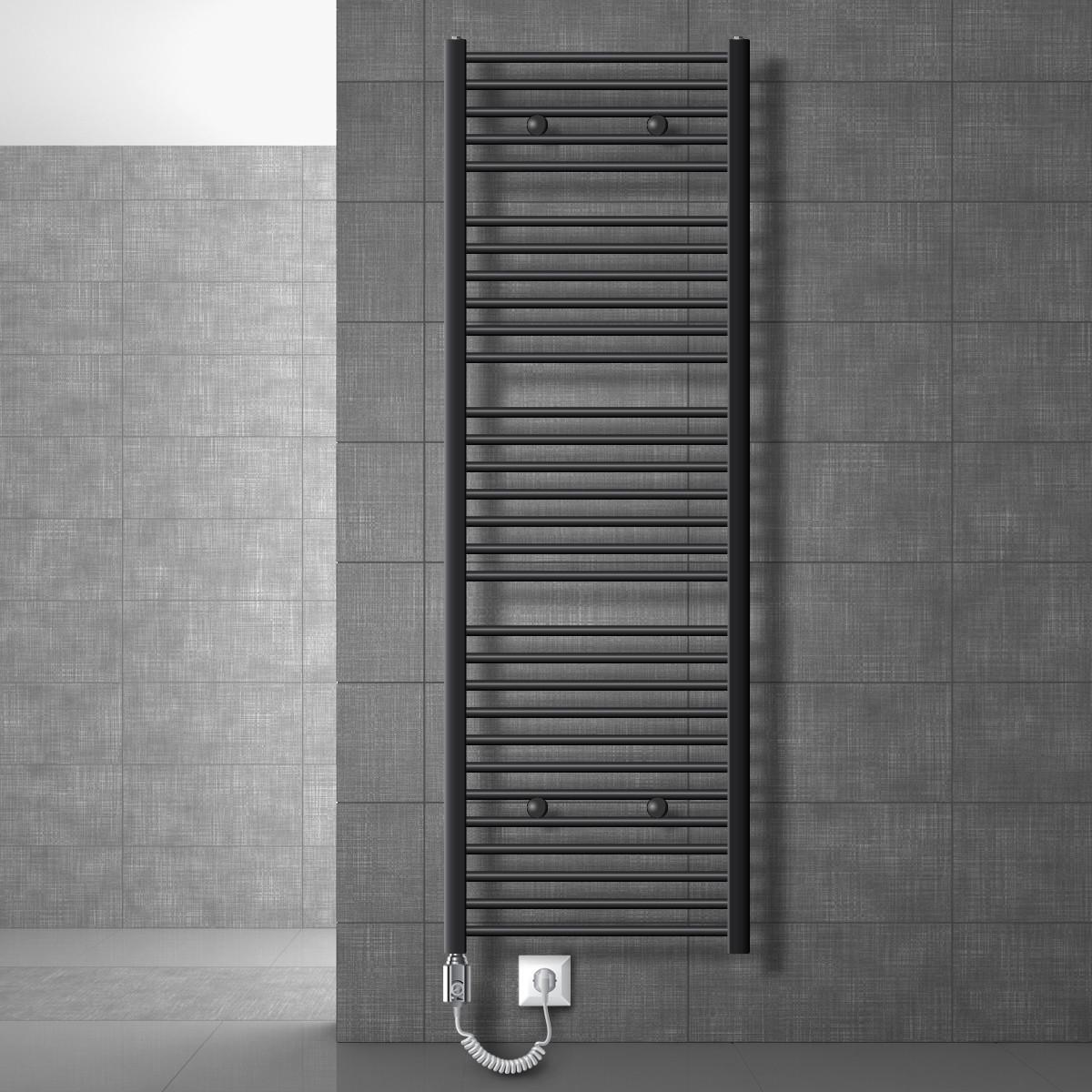 BADHEIZKÖRPER elektrisch Sahara 600x1800 mm Anthrazit gerade mit Heizstab 900W - Anthrazit, Metall (3/180/60cm) - LuxeBath