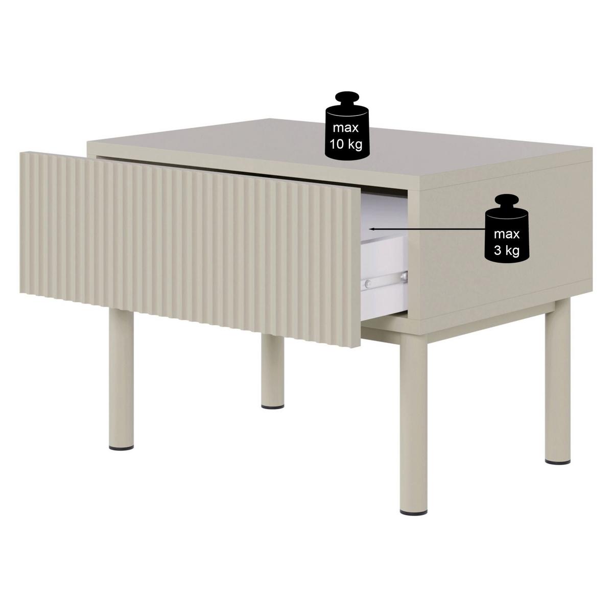 NACHTTISCH Veldio New Greige 50 cm - Taupe, Holzwerkstoff/Metall (50/44/35.6cm) - Selsey