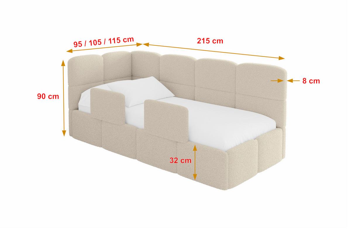 EINZELLBETT Jugendbett mit Bettkasten und Matratze H3/H4, Rechts - KIVY 80x200 Dunkelbeige - Taupe, Holzwerkstoff/Textil (80/200cm) - ALTDECOR
