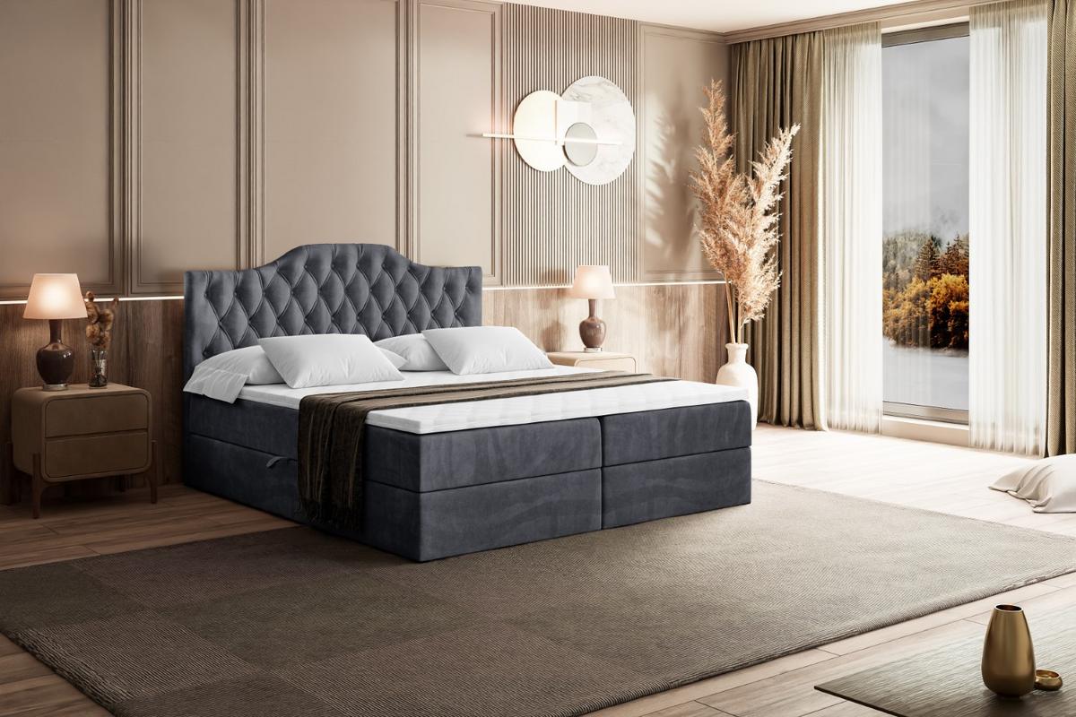 BOXBETT mit Matratze H3 und Lattenrost - VILA-1 - 180x200 cm Dunkelgrau - Dunkelgrau, Holzwerkstoff (180/200cm) - ALTDECOR