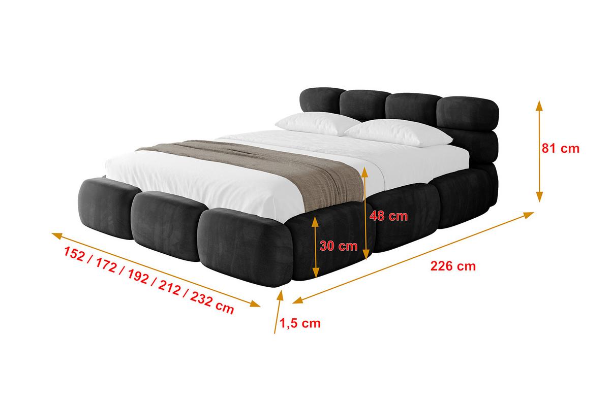 POLSTERBETT mit Bettkasten und Lattenrost, Boxbett ohne Matratze - NOMA 140x200 Schwarz - Schwarz, Holzwerkstoff/Textil (140/200cm) - ALTDECOR
