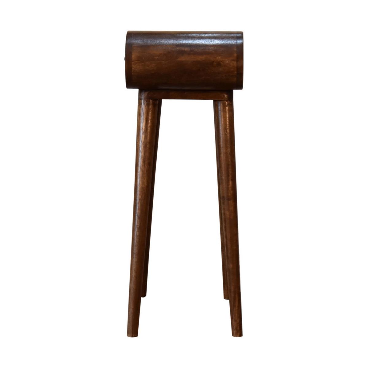 KONSOLENTISCH mini im Kastanienholz-Finish, 1 Schublade, Nordische Beine, Braun - Kastanienfarben/Messingfarben, Holz/Metall (30/60/78cm) - Artisan Furniture