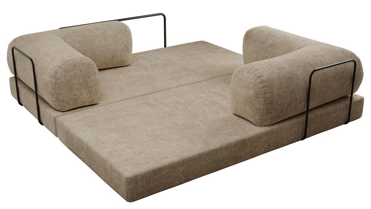 3-SITZER SOFA ORSETTO - Beige Schenille grob gewebt - Beige/Schwarz, Textil/Metall (200/70/100cm) - MKS