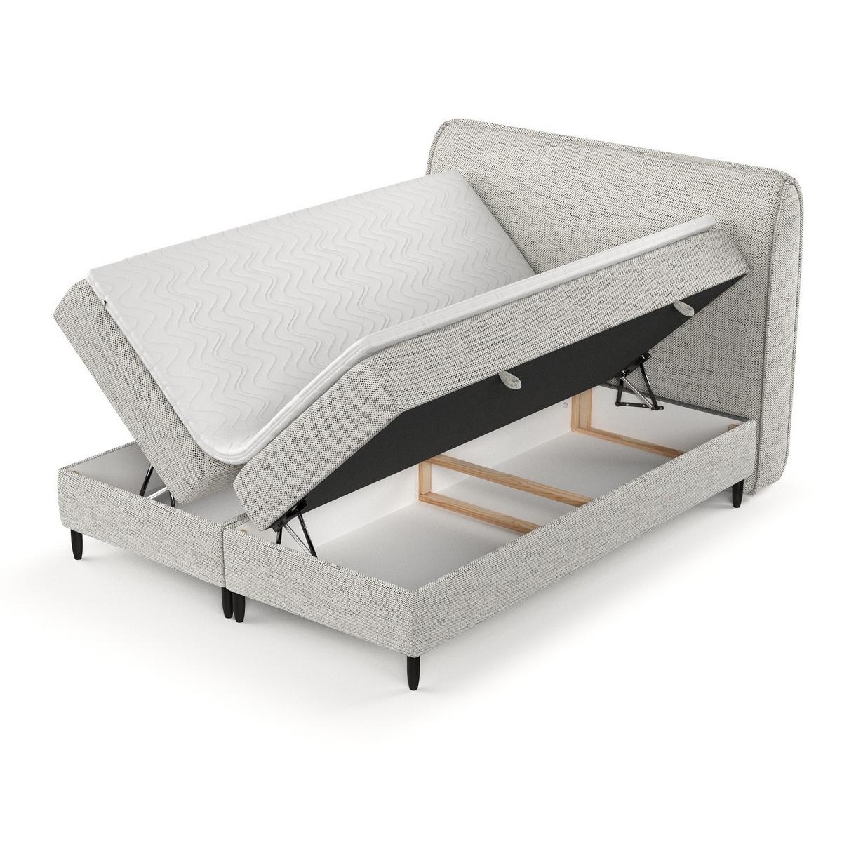 BOXBETT Lunaro 160/200 cm Hellgrau im Modesto Stoff - Hellgrau/Schwarz, Holz/Holzwerkstoff (160/200cm) - AltaBeds
