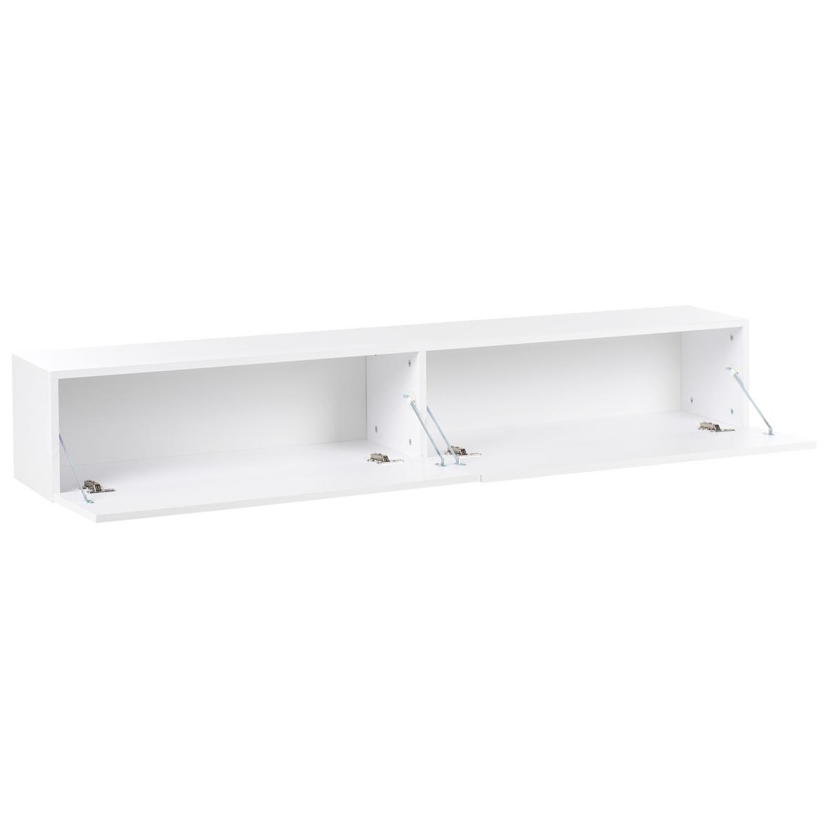 WANDMONTIERTER-TV-SCHRANK Weiß Gladstone - Weiß, Holzwerkstoff (180/30/32cm) - Beliani