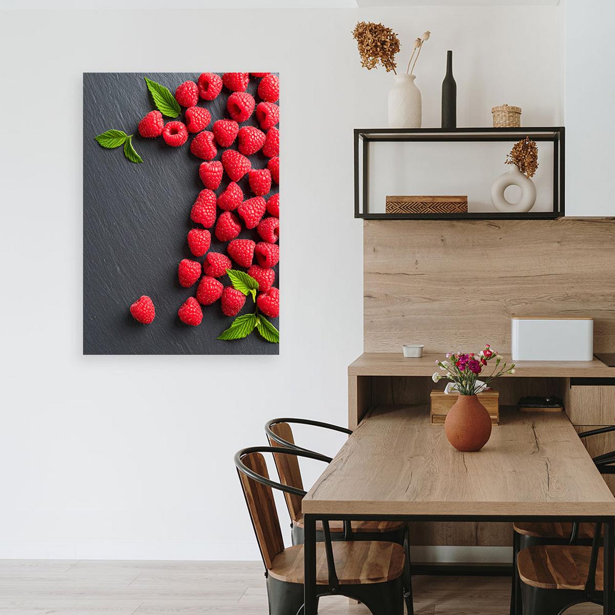 LEINWANDBILD Himbeeren 80x120cm - Rot, Textil (80/120cm) - Feeby