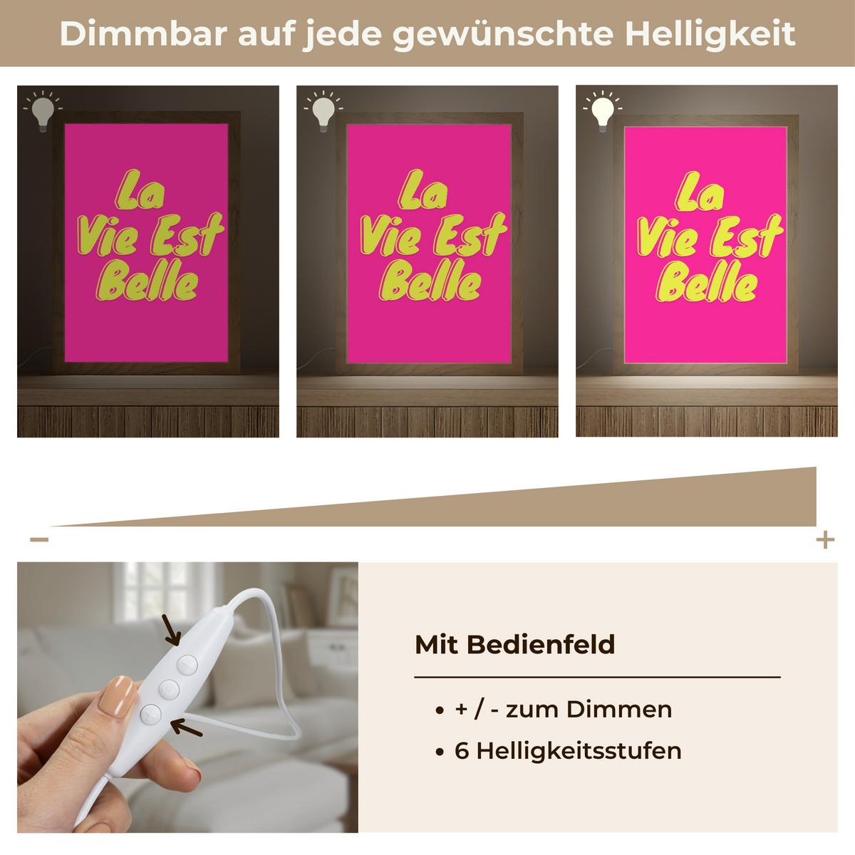 WANDLEUCHTE Zitat - Retro - Rosa 20x30 cm - Pink, Holzwerkstoff (20/30/8cm) - OnlyWow