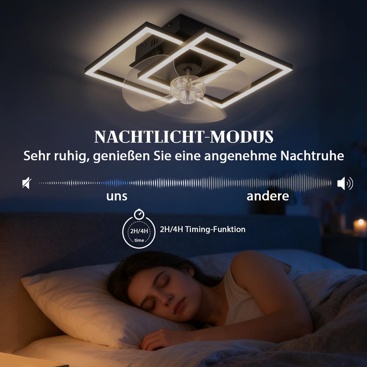 DECKENVENTILATOR Mit Beleuchtung Relven 34/34/15 cm - Schwarz, Kunststoff/Metall (34/34/15cm) - ZMH