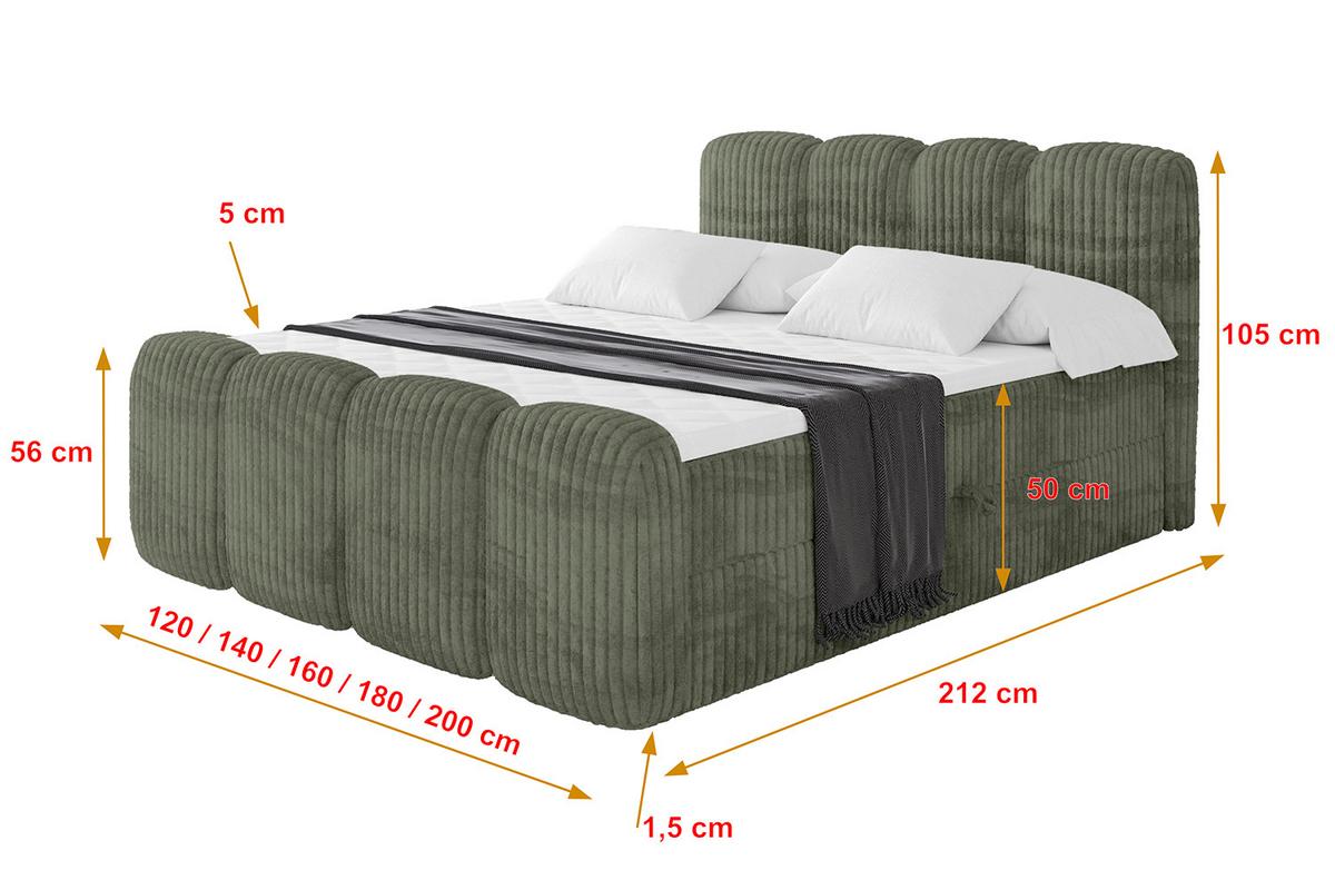 BOXBETT mit Matratze H4 und Lattenrost - NINA-Z - 120x200 cm - Olive - Olivgrün, Holzwerkstoff (120/200cm)