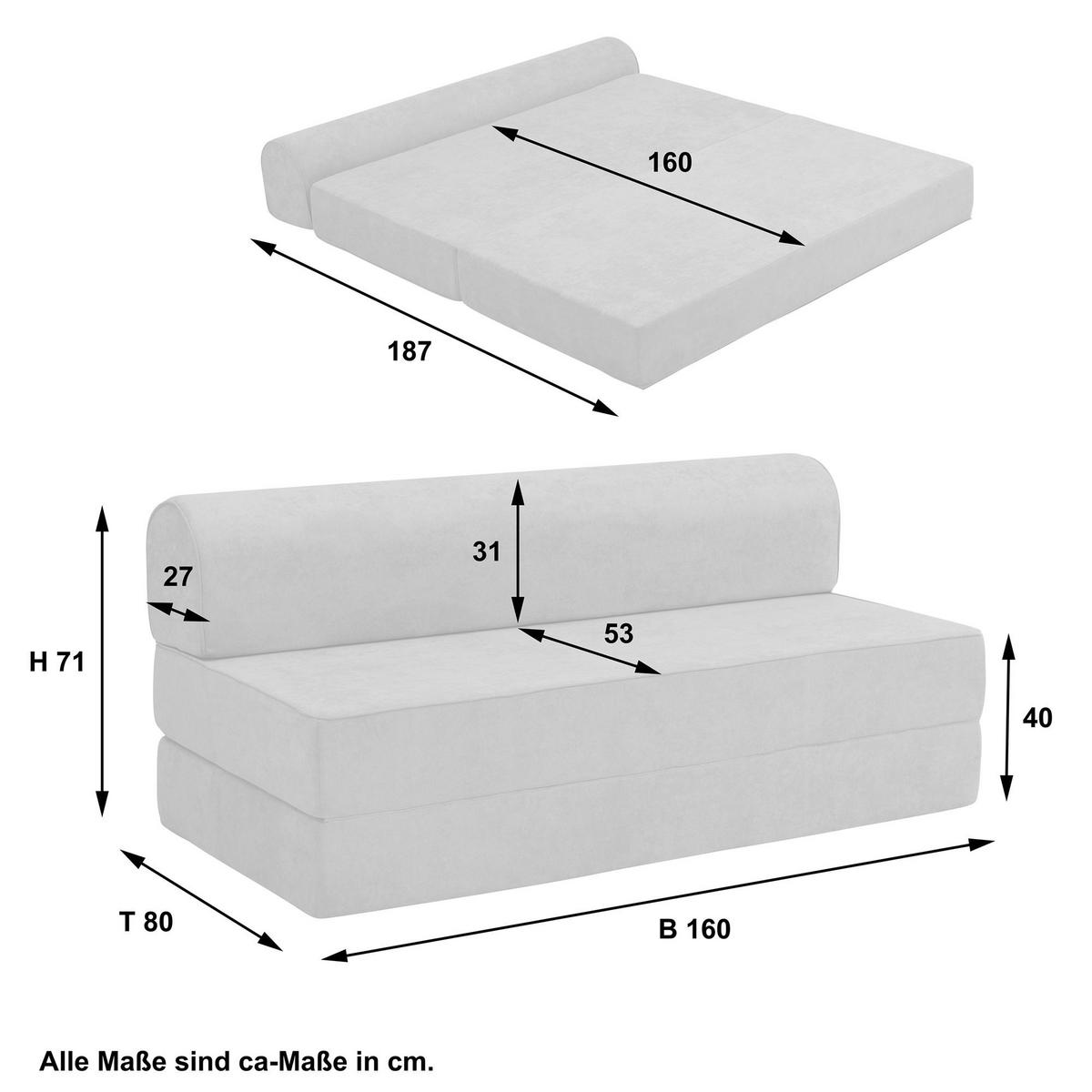 FALTSOFA Katusha Flachgewebe beige - Beige, Kunststoff (80/71/160cm) - 58aufmkessel