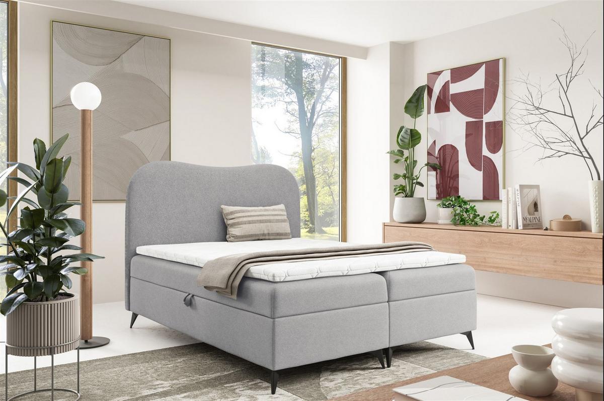 BOXBETT Blair - Grau, Holzwerkstoff/Textil (160/200cm) - Fun Möbel