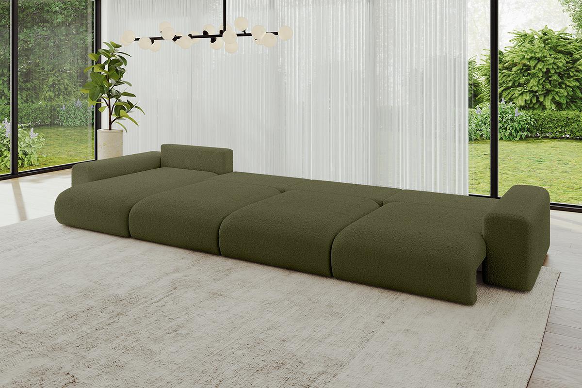 WOHNLANDSCHAFT mit Schlaffunktion ESKAR-U2-464x176x72cm Grün - Olivgrün, Holzwerkstoff/Kunststoff (176/72/464cm) - ALTDECOR