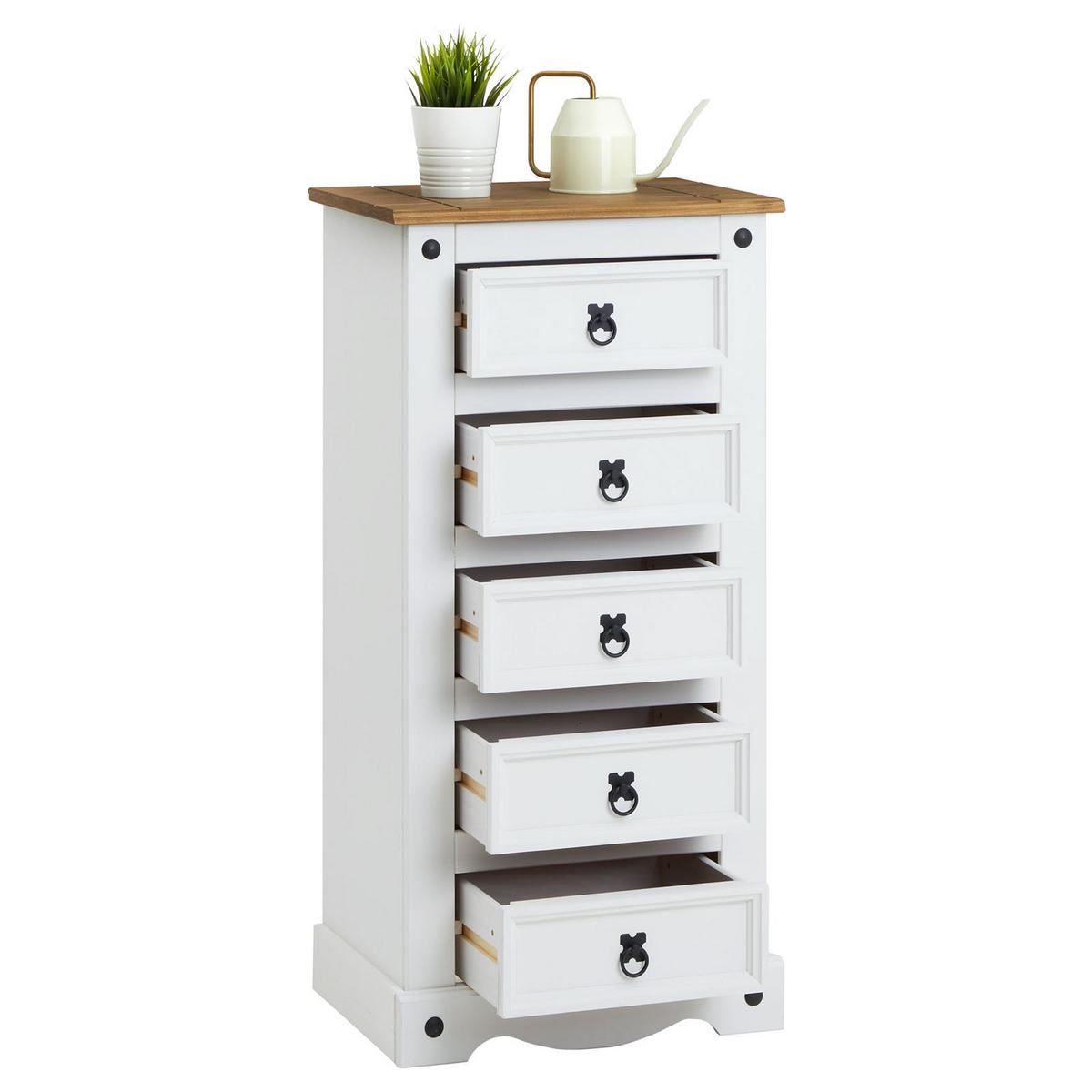 KOMMODE CAMPO weiß/braun - Weiß/Braun, Holz (53/104/39cm) - CARO-Möbel