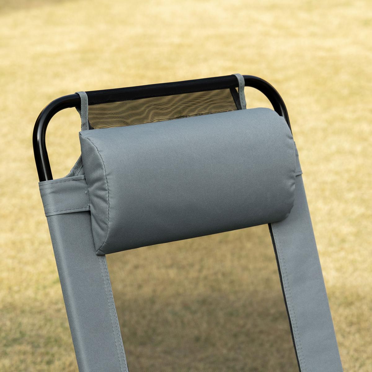 KLAPPSTUHL mit verstellbarer Rückenlehne Armlehne, 2er-Set, Stahl, Oxford, Grau - Grau, Metall (70/109/62cm) - Outsunny