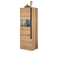VITRINE Eiche Evoke 50 x 155 cm, Vitrinenschrank 2-türig mit 4 Fächern - Eichefarben/Schwarz, Glas/Holzwerkstoff (50/155/40cm) - Furn.Design