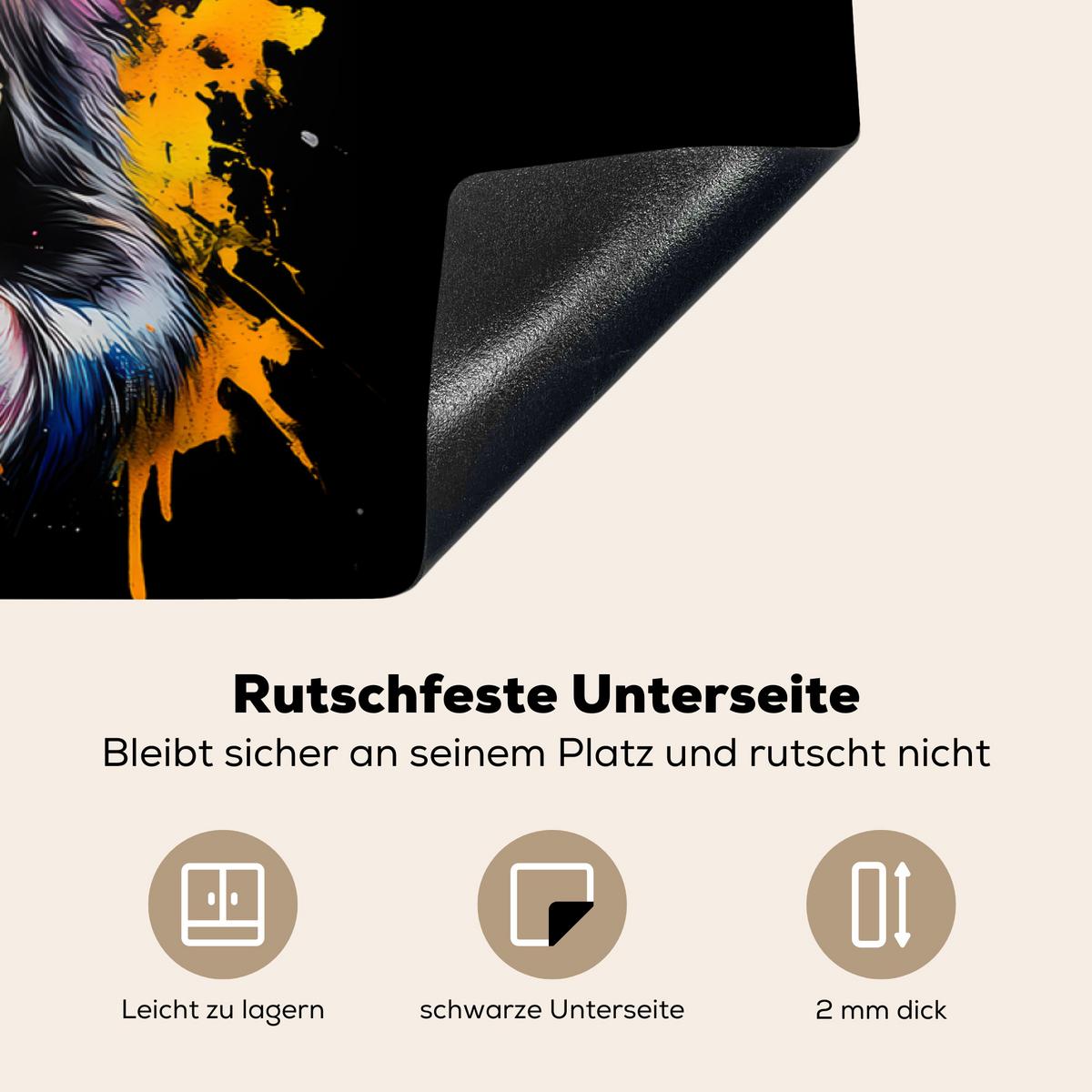 HERDABDECKPLATTE Affe - Graffiti - Farbenfroh - Bananen - Modern Induktionsschutz 91.6x52.7 cm - Gelb, Kunststoff (91.6/52.7/0.2cm) - MuchoWow