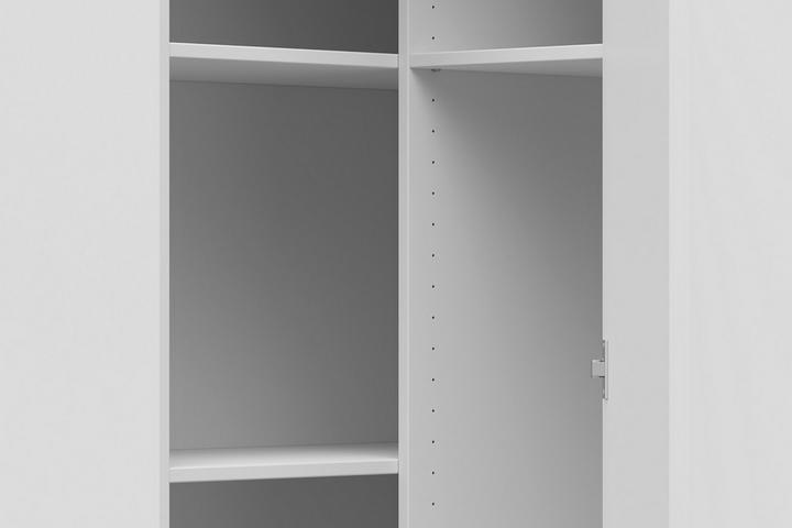 Eckschrank weiß Holzwerkstoff 5 verstellbare Einlegeböden 1 Drehtür weiß matt