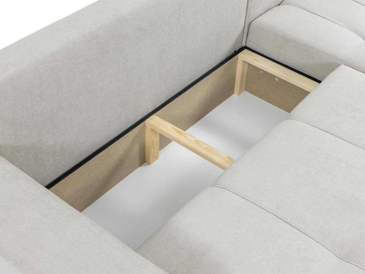 ECKSOFA Furyn Boucle - Schwarz/Naturfarben, Holzwerkstoff/Kunststoff (244/145cm) - MIRJAN24