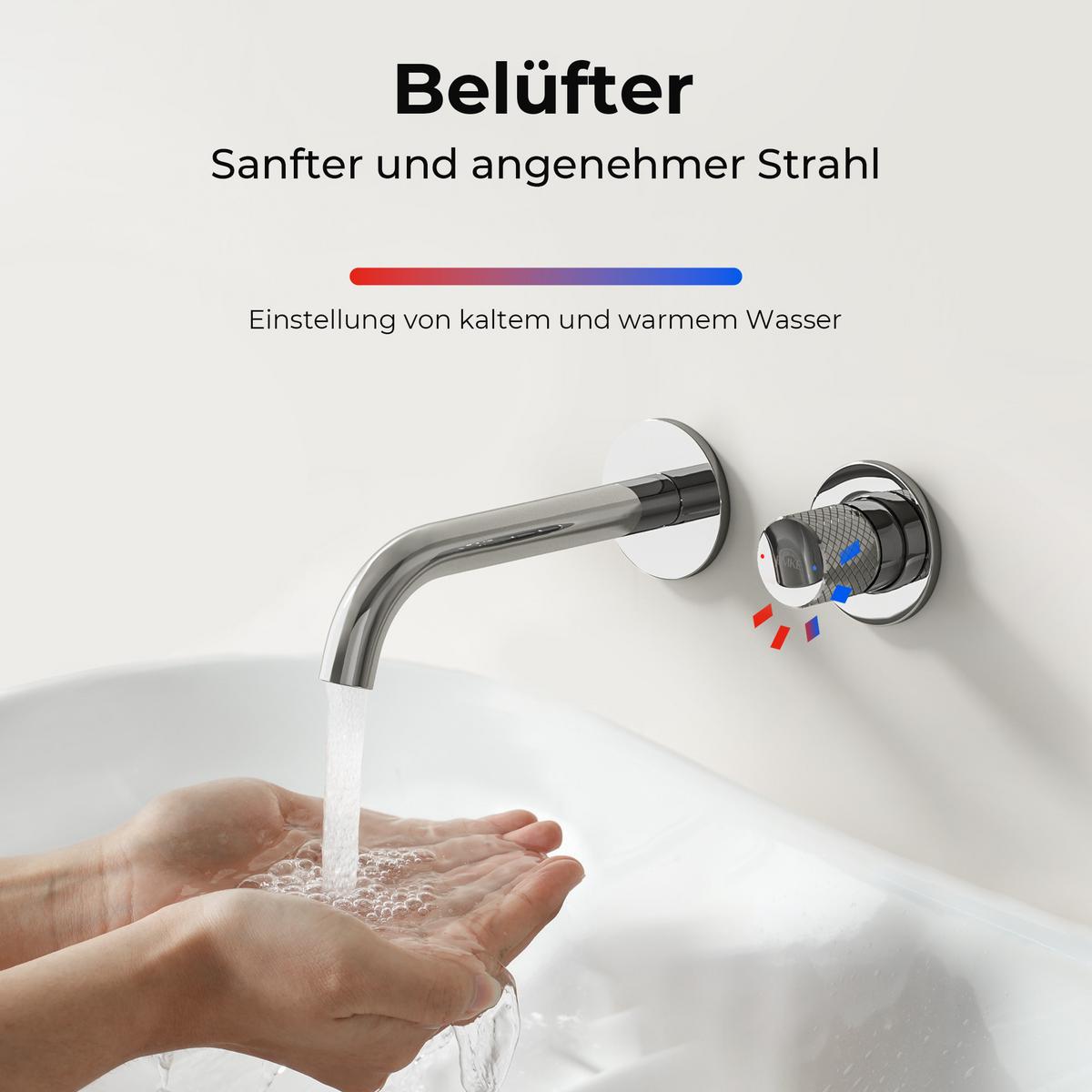 WASCHTISCHARMATUR Unterputz Chrom 28,1/14/6,5 cm - Chromfarben, Metall (14/28.1/6.5cm) - EMKE