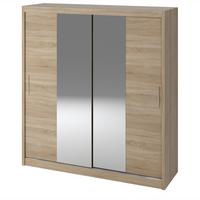 SCHWEBETÜRENSCHRANK LUIGI 200/215/60 cm 2-türig mit Spiegel Sonoma Eiche - Sonoma Eiche, Holzwerkstoff (200/215/60cm) - MASSENO