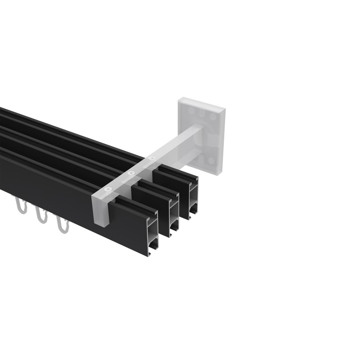 GARDINENSTANGE INNENLAUF Smartline Paxo 420 cm (geteilt in 3 x 140 cm), 3-läufig, 14x35 mm Schwarz - Schwarz, Metall (420cm) - INTERDECO