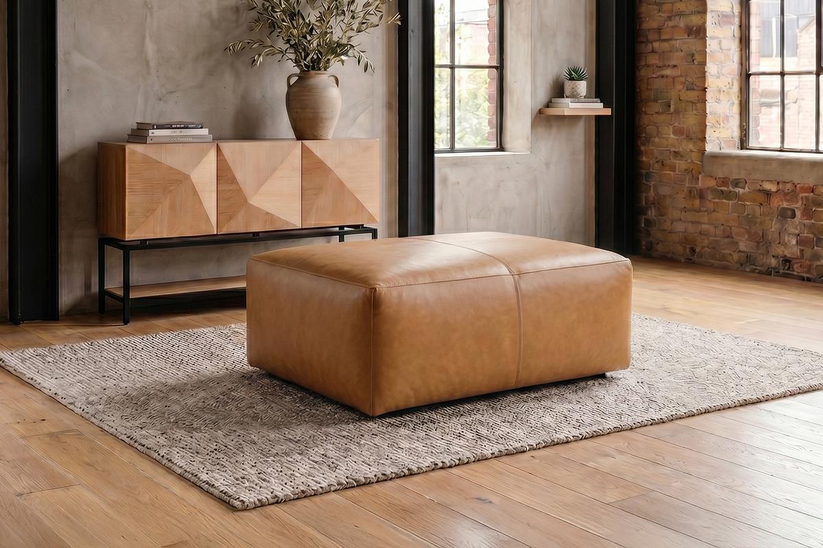 POLSTERHOCKER CELESTE Braun Leder - Braun, Leder/Kunststoff (120/48/80cm) - KAWOLA