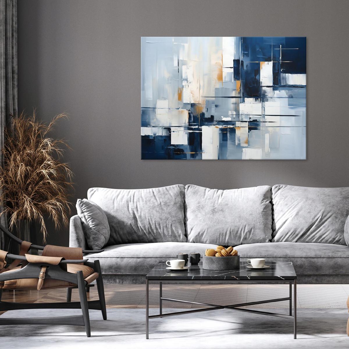 LEINWANDBILD Abstrakt Blau 60x40 - Multicolor, Holzwerkstoff (60/40cm) - Wallarena