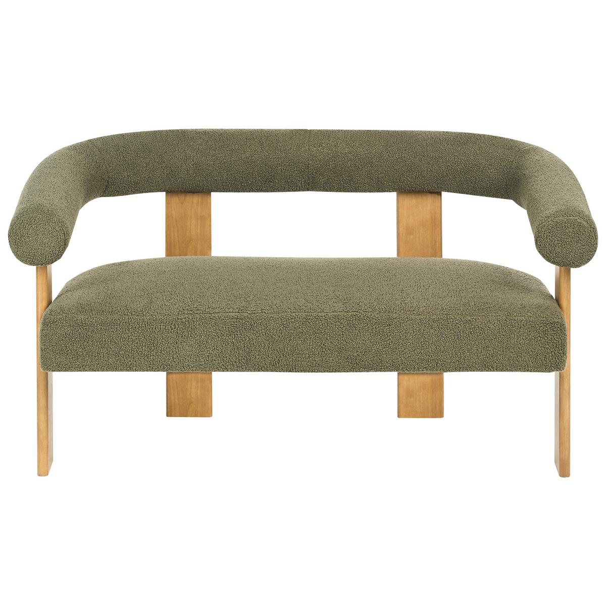 SOFA-SET Bouclé Grün/Hellbraun Ilbro - Olivgrün/Braun, Textil (138/76/68cm) - Beliani