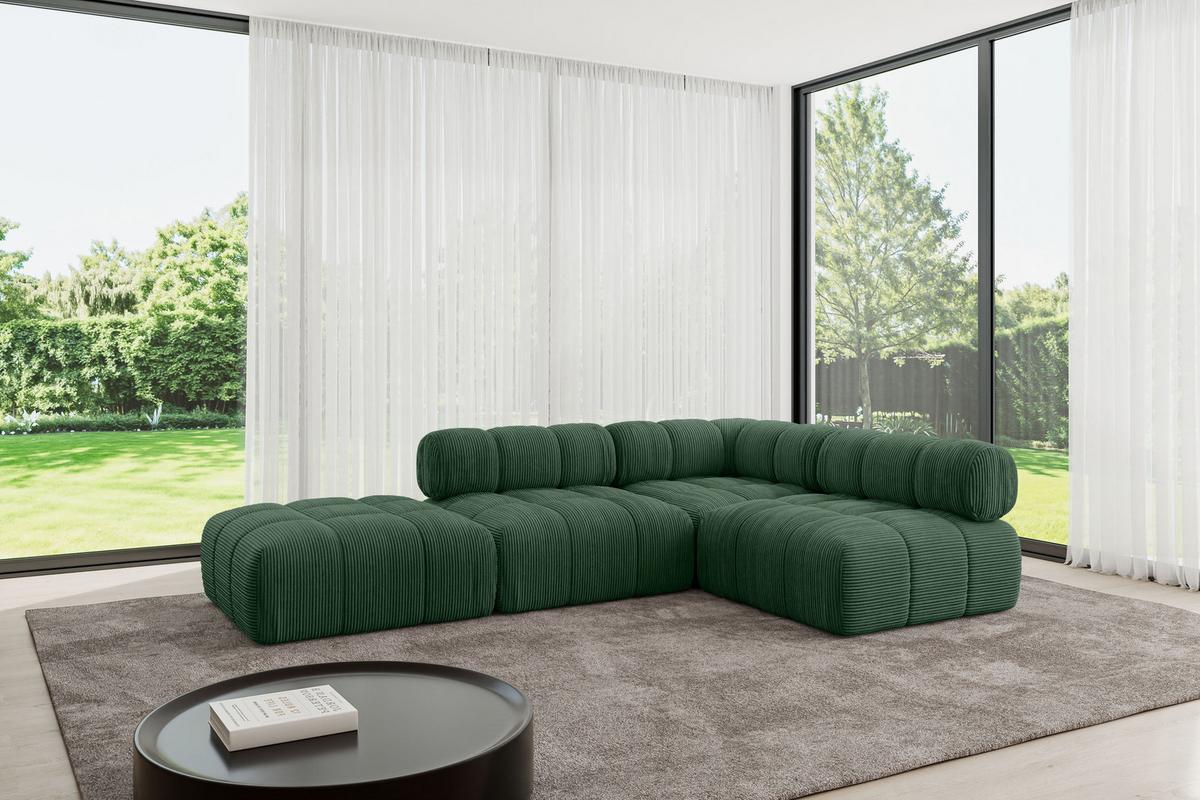 ECKSOFA modulares Sofa Favio-L1 - 285x190x70 cm Grün Cord - Grün, Holzwerkstoff/Textil (285/190cm) - ALTDECOR