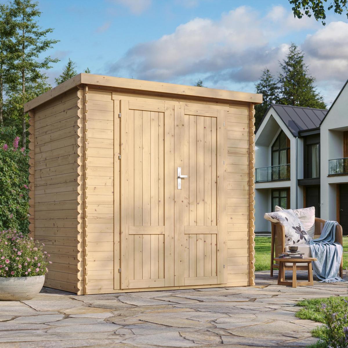 HOLZ-GARTENHAUS 2,22 m² TIMBELA M311F1 - Naturfarben, Holz (204/200/142cm) - Timbela