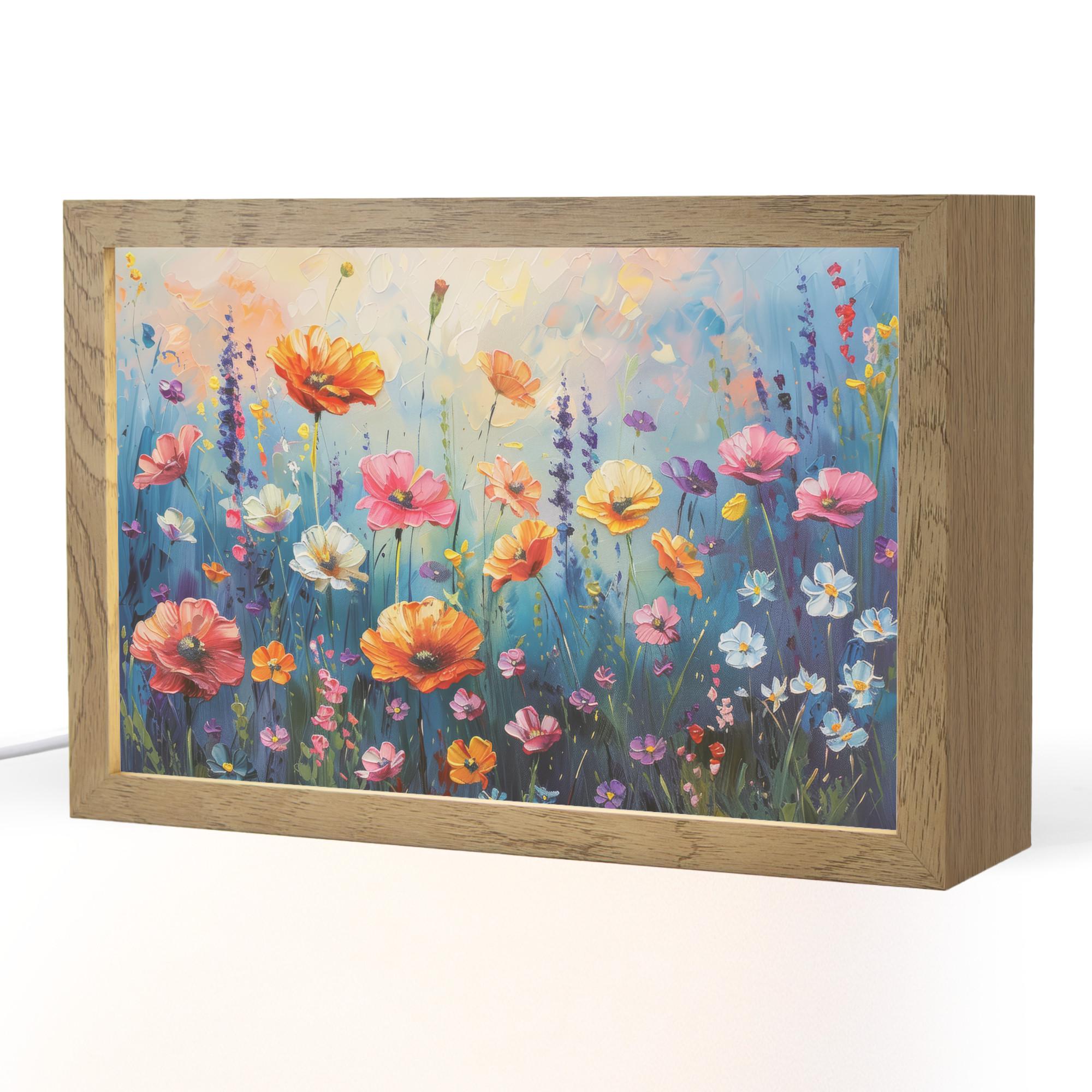 TISCHLEUCHTE Blumen - Natur - Aquarell - Kunst 30x20 cm - Altrosa, Holzwerkstoff (8/30/20cm) - OnlyWow