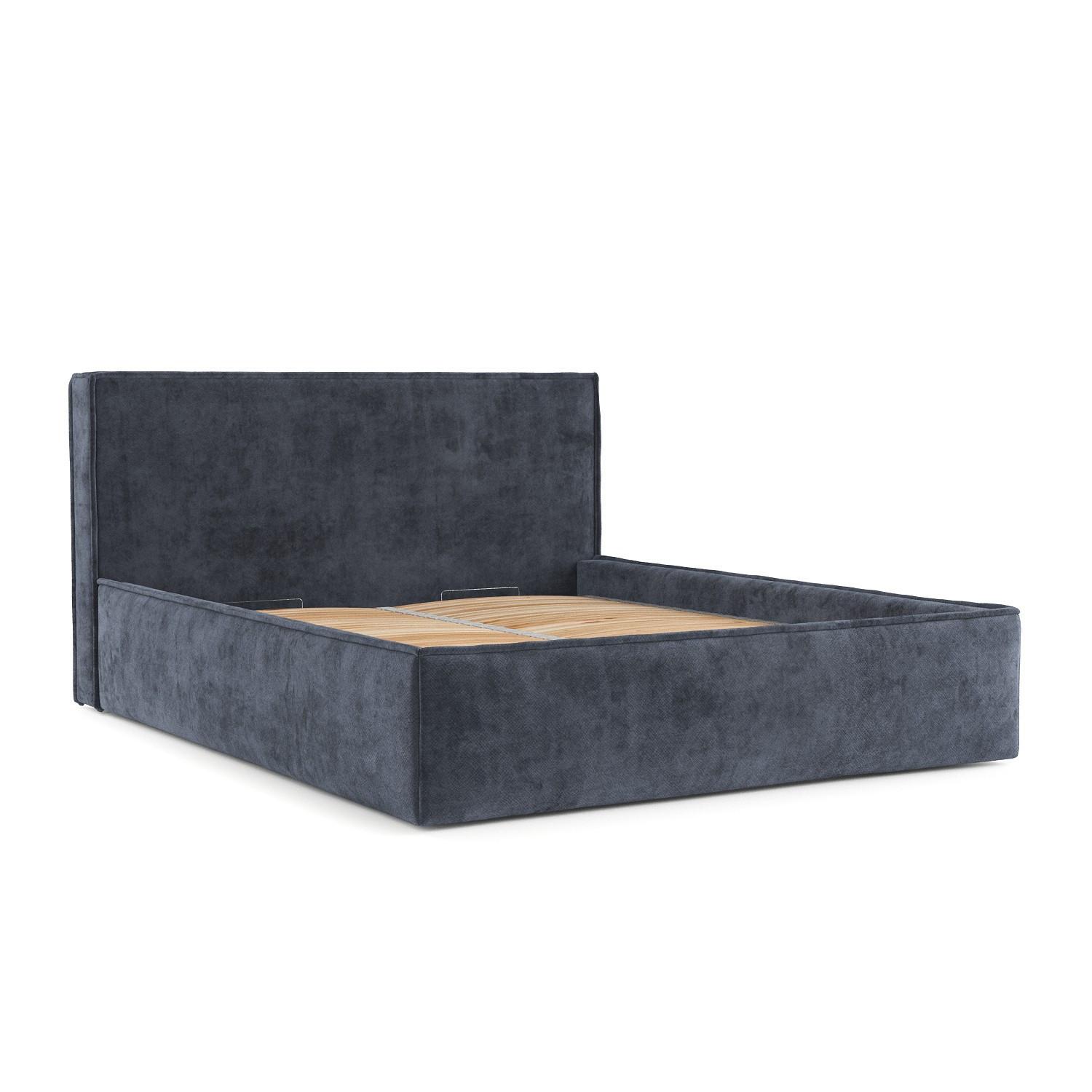 POLSTERBETT Sato mit Stauraum 140/200 cm Dunkelblau im Terra NW Stoff - Blaugrau/Schwarz, Holz/Holzwerkstoff (140/200cm) - AltaBeds