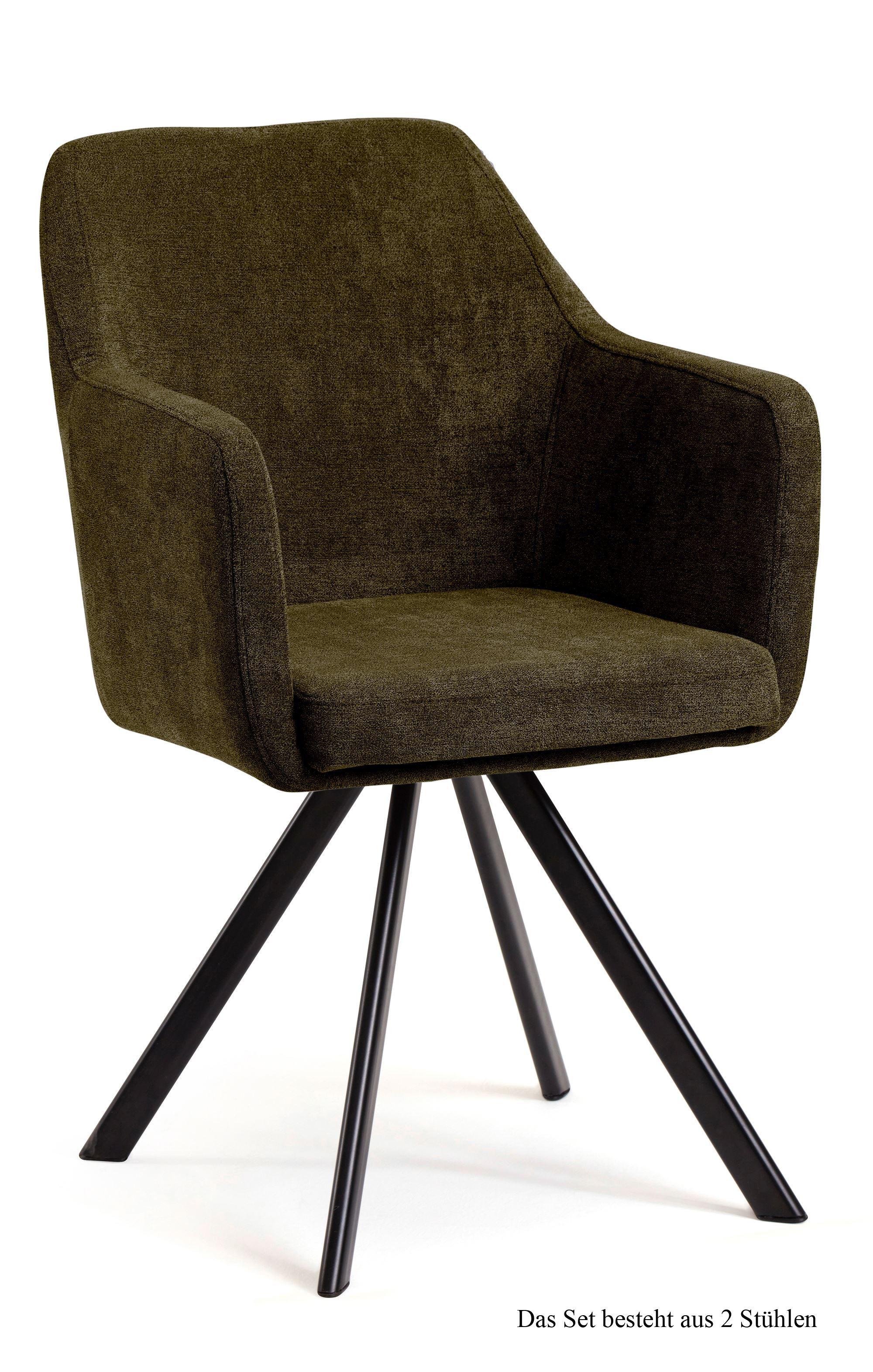 ARMLEHNSTUHL (2er-Set) Debee 57x87x60 Schwarz/Khaki - Dunkelgrün/Schwarz, Kunststoff (60/87/57cm) - 58aufmkessel