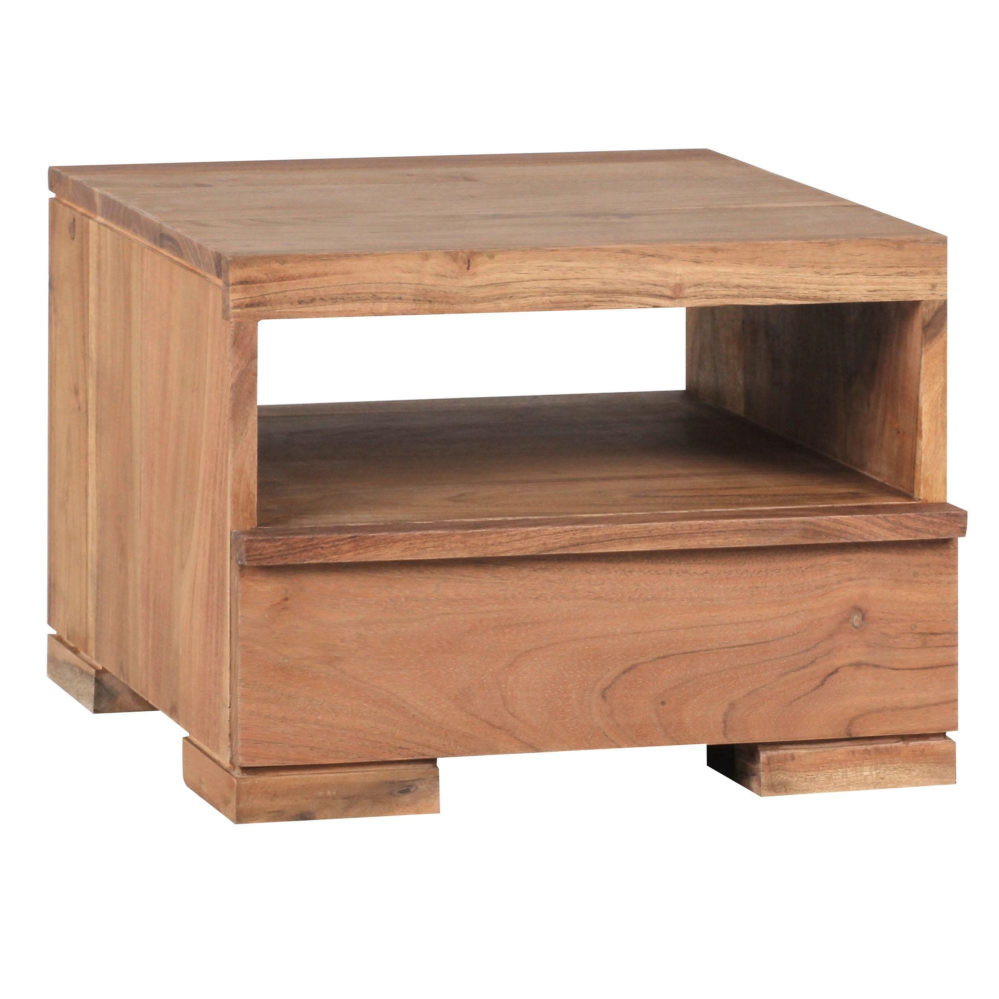 NACHTTISCH Massivholz Schublade Ablage Landhausstil MUMBAI, Akazie 40x40x30 cm - Akaziefarben, Holz (40/30/40cm) - KADIMA DESIGN