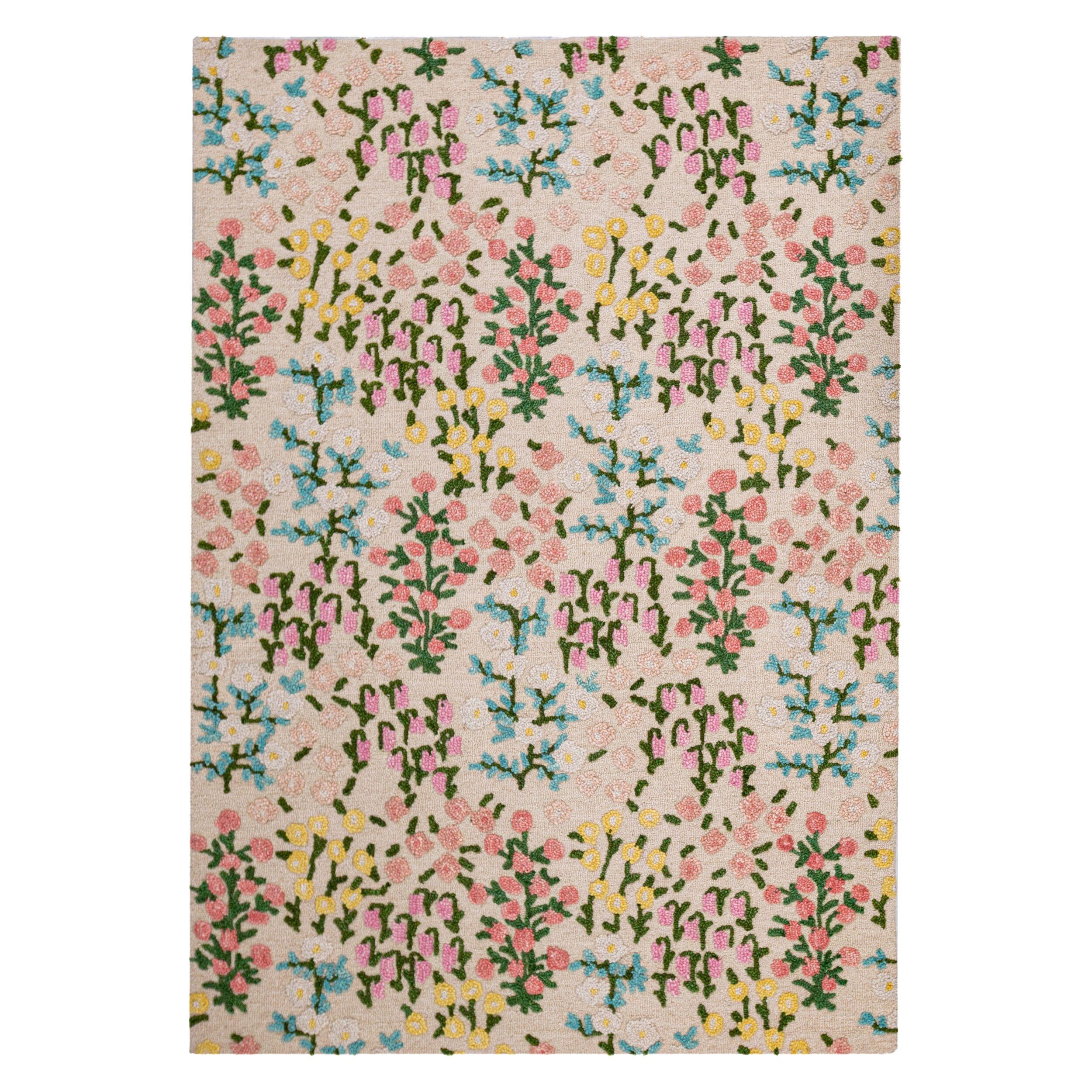 WOLLTEPPICH VALE, floral, Rosa-Bunt, 120 x 170 cm - Beige, Textil (170/120cm) - KADIMA DESIGN