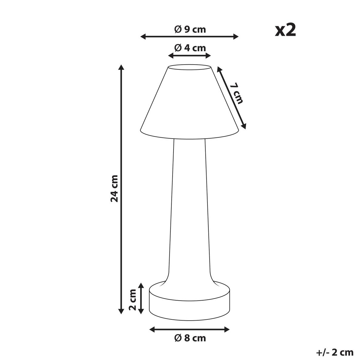 KABELLOSE LED Tischlampe 2er Set mit Dimmer Metall Gold Joanes - Goldfarben, Metall (9/9/24cm) - Beliani