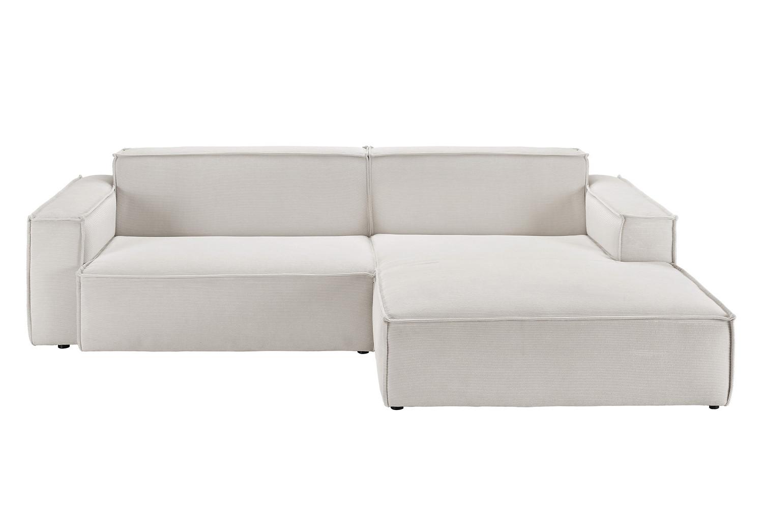 ECKSOFA SAMU Silber Cord - Silberfarben/Schwarz, Textil (276/168cm) - KAWOLA