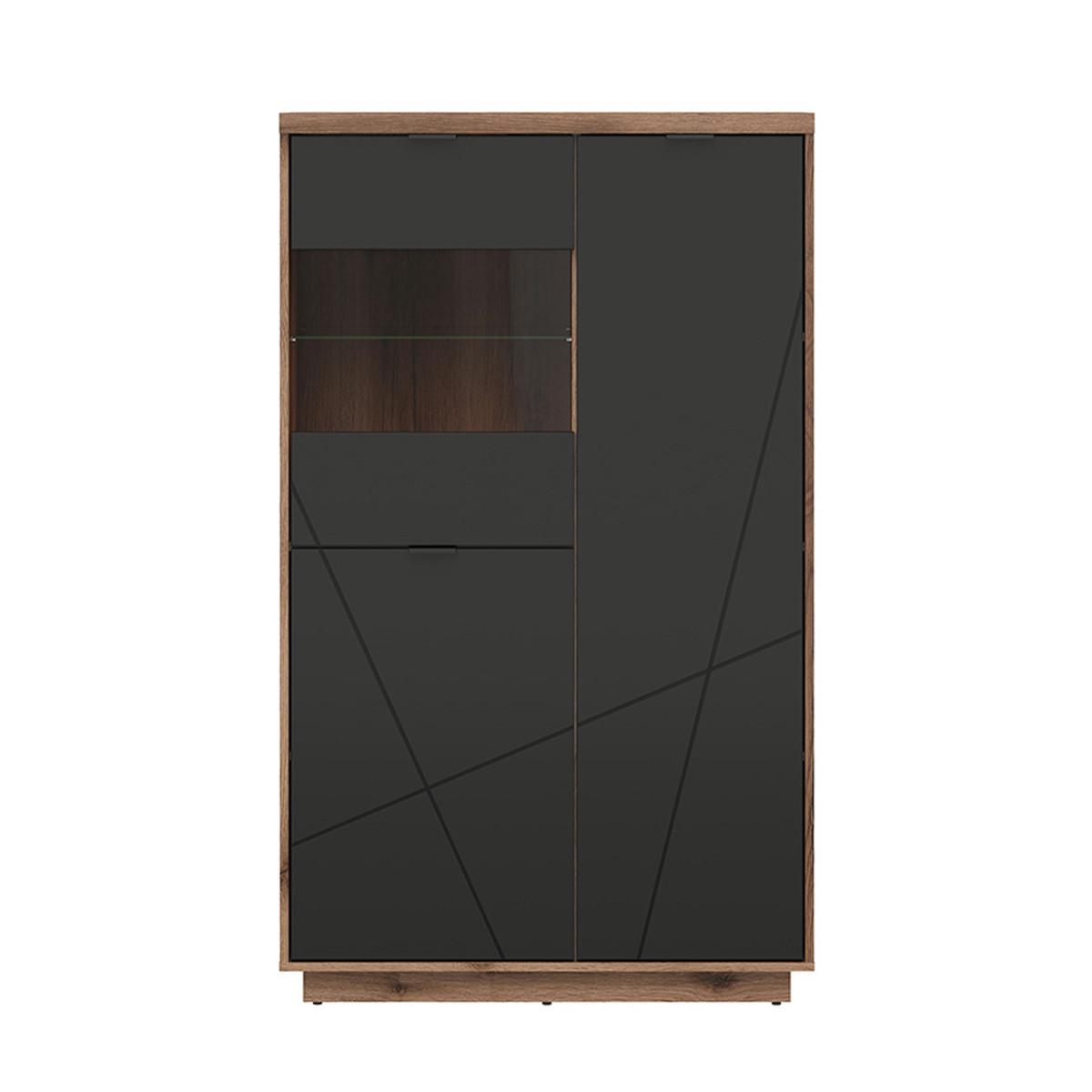 VITRINE Sven Schwarz und Holz - Schwarz, Holzwerkstoff (94/157/43cm) - Petits-meubles