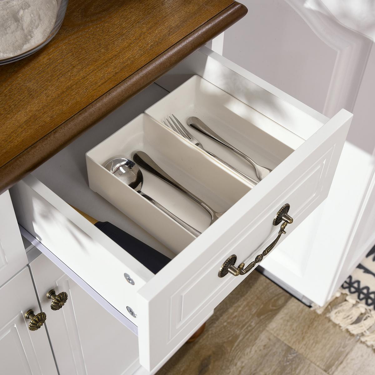 KÜCHENSCHRANK, Küchenbuffet mit 2 Schubladen, 4 Türen, offenem Fach, Hochschrank - Dunkelbraun/Weiß, Holzwerkstoff/Metall (38/182/76cm) - HOMCOM