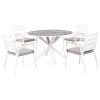 GARTENTISCH-SET 4-Sitzer Weiß Maletto/Taviano - Hellbraun/Weiß, Metall - Beliani
