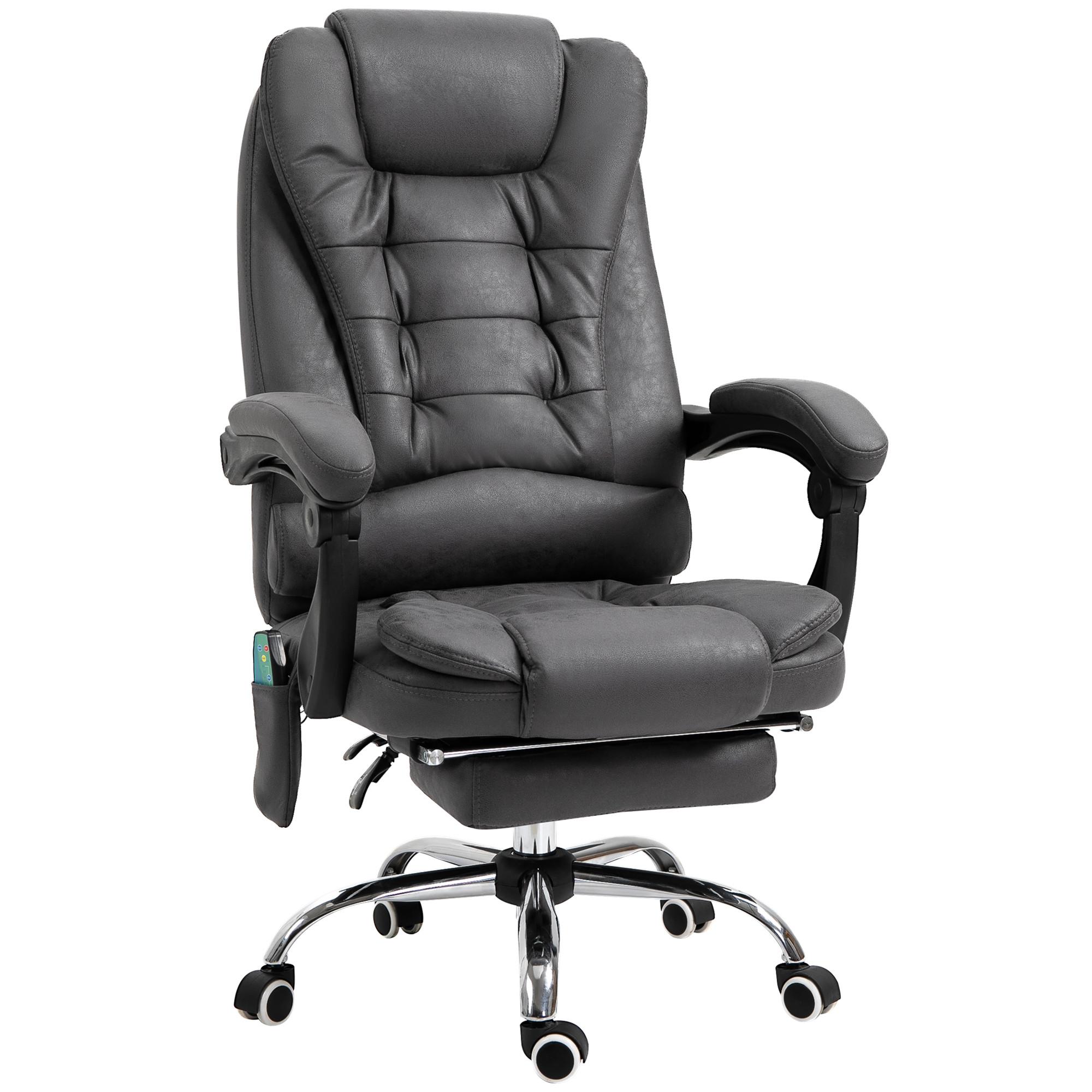 CHEFSESSEL mit Massagefunktion, Ergonomisch Schreibtischstuhl mit Liegefunktion - Blau/Silberfarben, Kunststoff/Textil (70/119/65cm) - Vinsetto