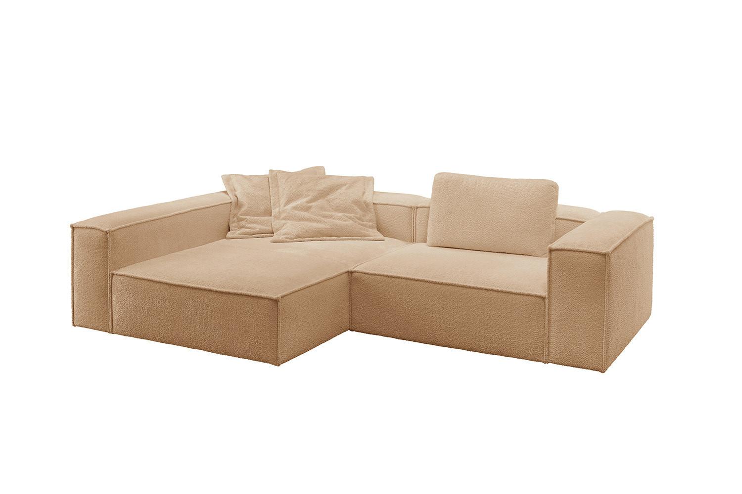 ECKSOFA CARMO Braun Flachgewebe - Schwarz/Braun, Kunststoff/Textil (306/191cm) - KAWOLA