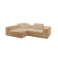 ECKSOFA CARMO Braun Flachgewebe - Schwarz/Braun, Kunststoff/Textil (306/191cm) - KAWOLA